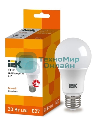 Лампа cветодиодная IEK LLE-A60-20-230-30-E27 ECO A60 шар 20Вт 230В 3000К E27 IEK