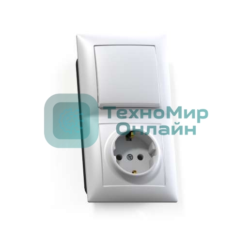 Блок Кунцево-Электро СП БКВР-420 Селена (1-кл. выкл. и индик.+ розетка с заземл.) белый