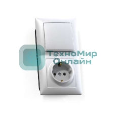 Блок Кунцево-Электро СП БКВР-420 Селена (1-кл. выкл. и индик.+ розетка с заземл.) белый