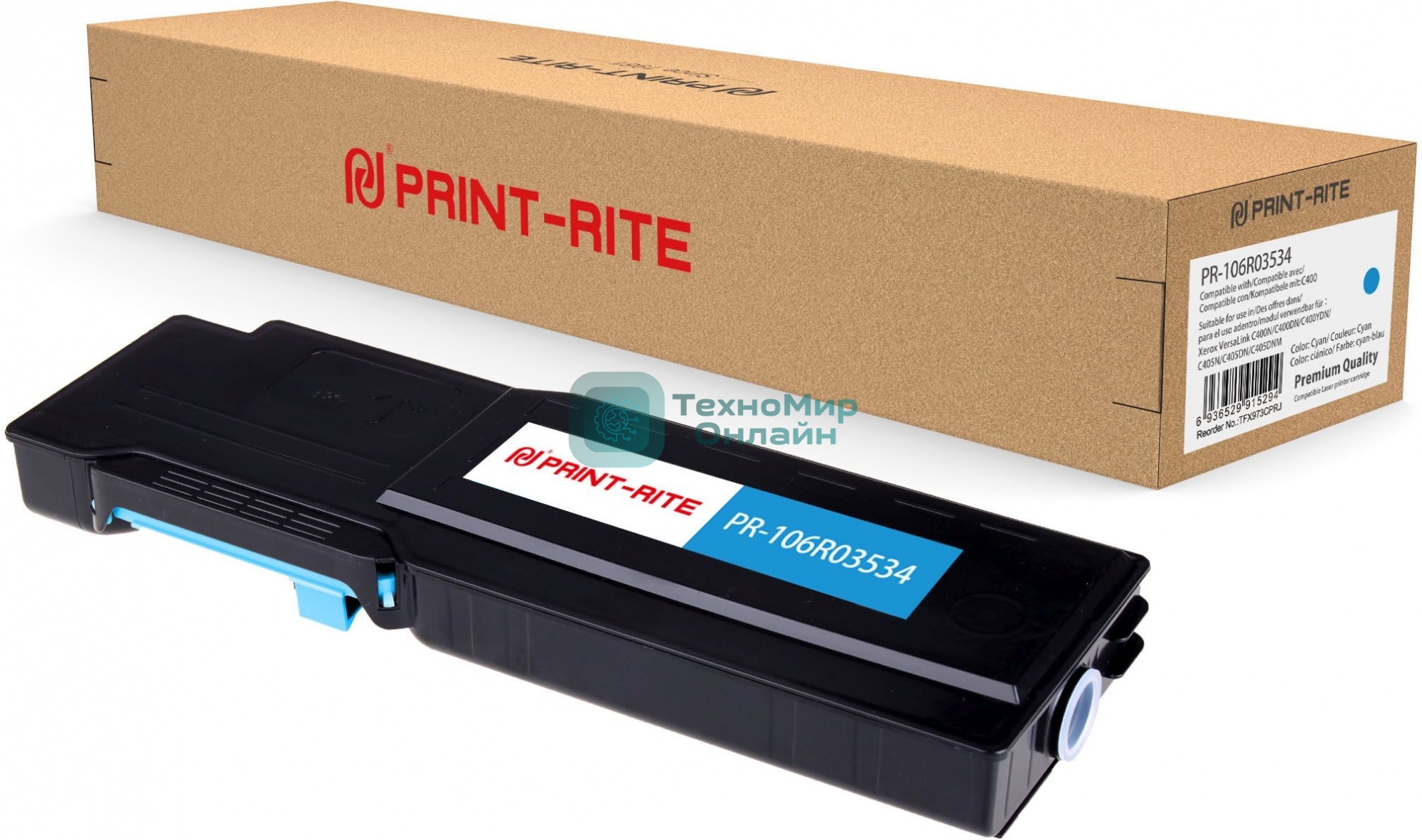 Картридж лазерный Print-Rite TFX973CPRJ PR-106R03534 106R03534 голубой (8000стр.) для Xerox VersaLink C400DN/C405DN/C400/405/C400N/C405N