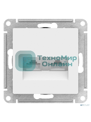 Розетка компьютерная двойная RJ45+RJ45, кат.5E, механизм, белый