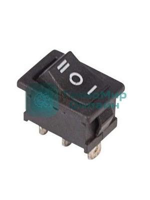 Выключатель клавишный Rexant 250V 6А (3с) ON-OFF-ON черный с нейтралью Mini