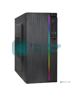 Компьютерный корпус Minitower ExeGate mEVO-9302-RGb-600W-12 (mATX, БП 600NPX с вент. 12см, 2хUSB+1хUSB 3.0, HD аудио, черный с RGb подсветкой)