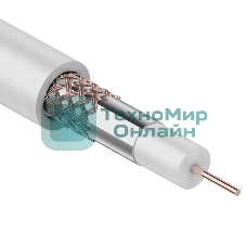 Кабель коаксиальный Rexant RG-59U+Cu, 75 Ом, Cu/Al/Cu, 64%, бухта 100 м, белый