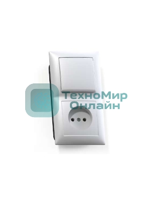 Блок Кунцево-Электро СП БКВР-408 Селена (1-кл. выкл. + розетка) белый
