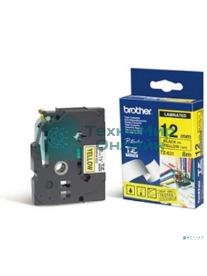 Наклейка ламинированная Brother TZe-631 (12 мм черн/желт, аналог TZ-631)