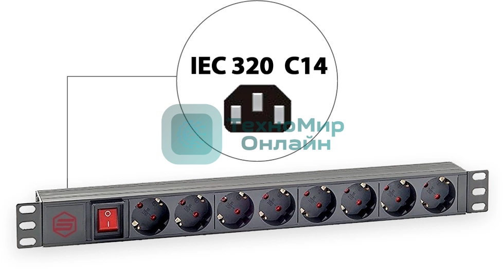 Блок распределения питания Sysmatrix PD 0802.000 гор.размещ. 8xSchuko базовые 16A C14