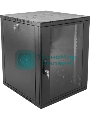 Шкаф коммутационный ЦМО ШРН-15.650-9005 настенный 15U 600x658мм пер.дв.стекл 200кг черный 600мм 180град.