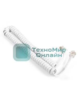 Патч-корд телефонный ExeGate TC4P4C-2M-W (шнур для телефонной трубки, витой, RJ-10 (4P-4C), 2м, белый)