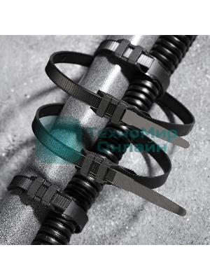 Хомут-стяжкa нейлоновая усиленная с двойным горизонтальным замком Rexant 350x9,0 мм, черная, упаковка 100 шт.