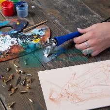 Набор паяльник-выжигатель Rexant/19 насадок/ПРОФИ 220V/30 Вт/ZD-972A