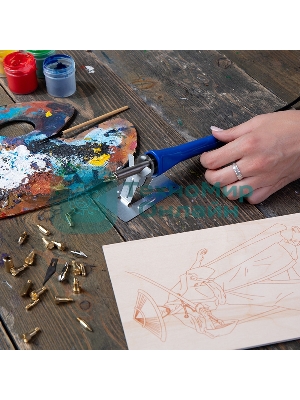 Набор паяльник-выжигатель Rexant/19 насадок/ПРОФИ 220V/30 Вт/ZD-972A