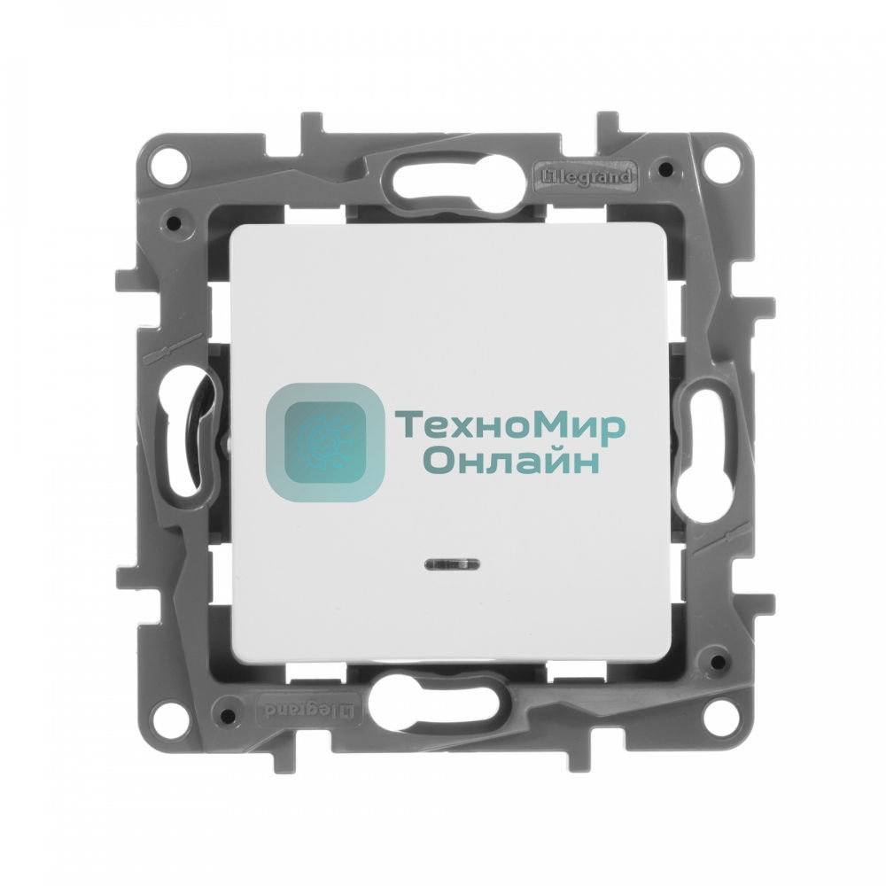 Механизм выключателя 1-кл. СП Etika 10АX с подсветкой/индикацией безвинт. зажимы бел. Legrand 672203