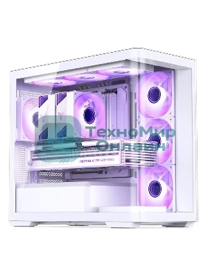 Корпус без блока питания JONSBO D300, Mini-Tower, TG, no fan, 2xUSB-A 3.2 + 1xUSB-C 3.2, mATX, mITX White