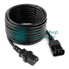 Кабель питания сист.блок-монитор Cablexpert PC-189-VDE-5M, 5м, C13-C14, VDE, 10А, Сечение провода: 0,75 мм2, черный, с заземлением