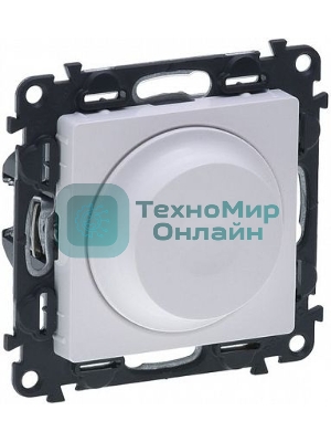 Диммер универс., с лиц. панелью, поворот. ручк., Белый