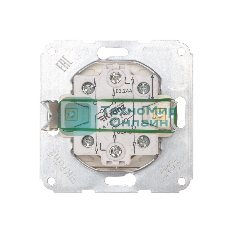 Переключатель Kranz DEA 2кл прох. с/у 10А мех. бежевый (1/10/120)