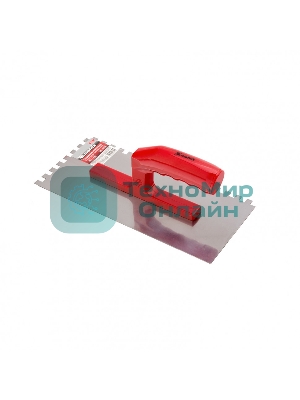 Гладилка Matrix стальная, 280 х 130 мм, зеркальная полировка, пластмас. ручка, зуб 10 х 10 мм