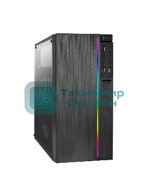 Компьютерный корпус Minitower ExeGate mEVO-9301-NPX450 (mATX, БП 450NPX с вент. 12см, с окном, 2хUSB+1хUSB 3.0, HD аудио, черный, с RGb подсветкой)