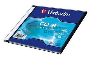 Диск CD-R Verbatim 700Mb 52x Slim case (1шт) (43347)