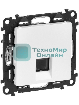 Телефонная розетка RJ11 одиночная.С лицевой панелью.Белая