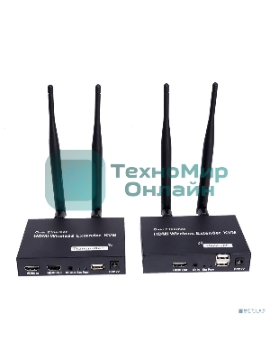 Удлинитель ORIENT VE054, WiFi HDMI KVM Extender (Tx+Rx), HDMI+USB беспроводной удлинитель до 200 м, HDMI 1.3, 1080p@60Hz, HDCP1.2, передача ИК сигнала управления, питание от внешних БП, метал. корпус (31372)
