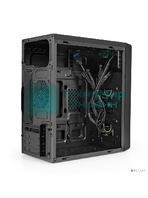 Компьютерный корпус Minitower ExeGate mEVO-7803 (mATX, без БП, 2*USB+1*USB 3.0, HD аудио, черный, 2 вент. 12см с RGb подсветкой)