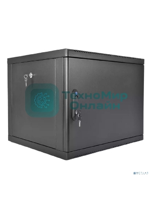 Шкаф коммутационный ЦМО (ШРН-9.350.1-9005) настенный 9U 600x350 мм пер. дв. стал. лист 200 кг черный 300 мм