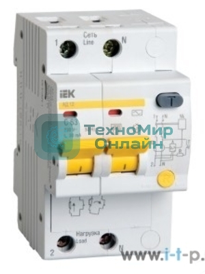 Выключатель автоматический дифференциального тока 2п C 32А 30мА тип AC 4.5кА АД-12 IEK MAD10-2-032-C-030