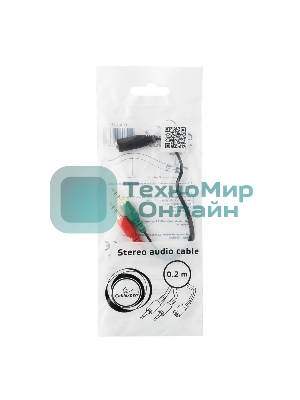 Кабель аудио сигнала Cablexpert, Jack3.5 нушники + 3.5 микрофон-> Jack3.5 4pin, длина 20 см, черный