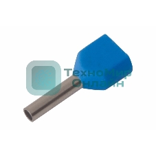 Наконечник штыревой втулочный изолированный Rexant F-8 мм 2х0.75 мм² (НШВи(2) 0.75-8/НГи2 0,75-8) синий