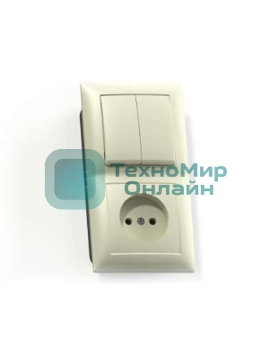 Блок Кунцево-Электро СП БКВР-409 Селена (2-кл. выкл. + розетка) сл. кость