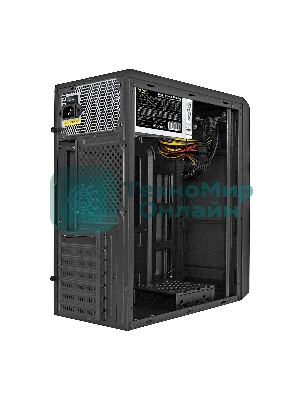 Компьютерный корпус Miditower ExeGate XP-332-UNS500 (ATX, БП UNS500 с вент. 12см, 2*USB, аудио, черный)