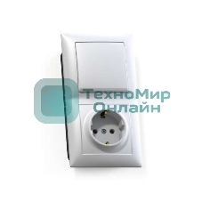 Блок Кунцево-Электро СП БКВР-411 Селена (1-кл. выкл. + розетка с заземл.) белый