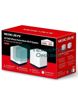Система Mercusys MESH AC1900 Whole Home Mesh Wi-Fi System, 3× Internal Antennas, 3×Gb ports (WAN/LAN) (2-pack)