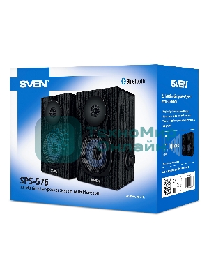 Акустическая система 2.0 SVEN SPS-576 черные (2x4W, Bluetooth, дерево)