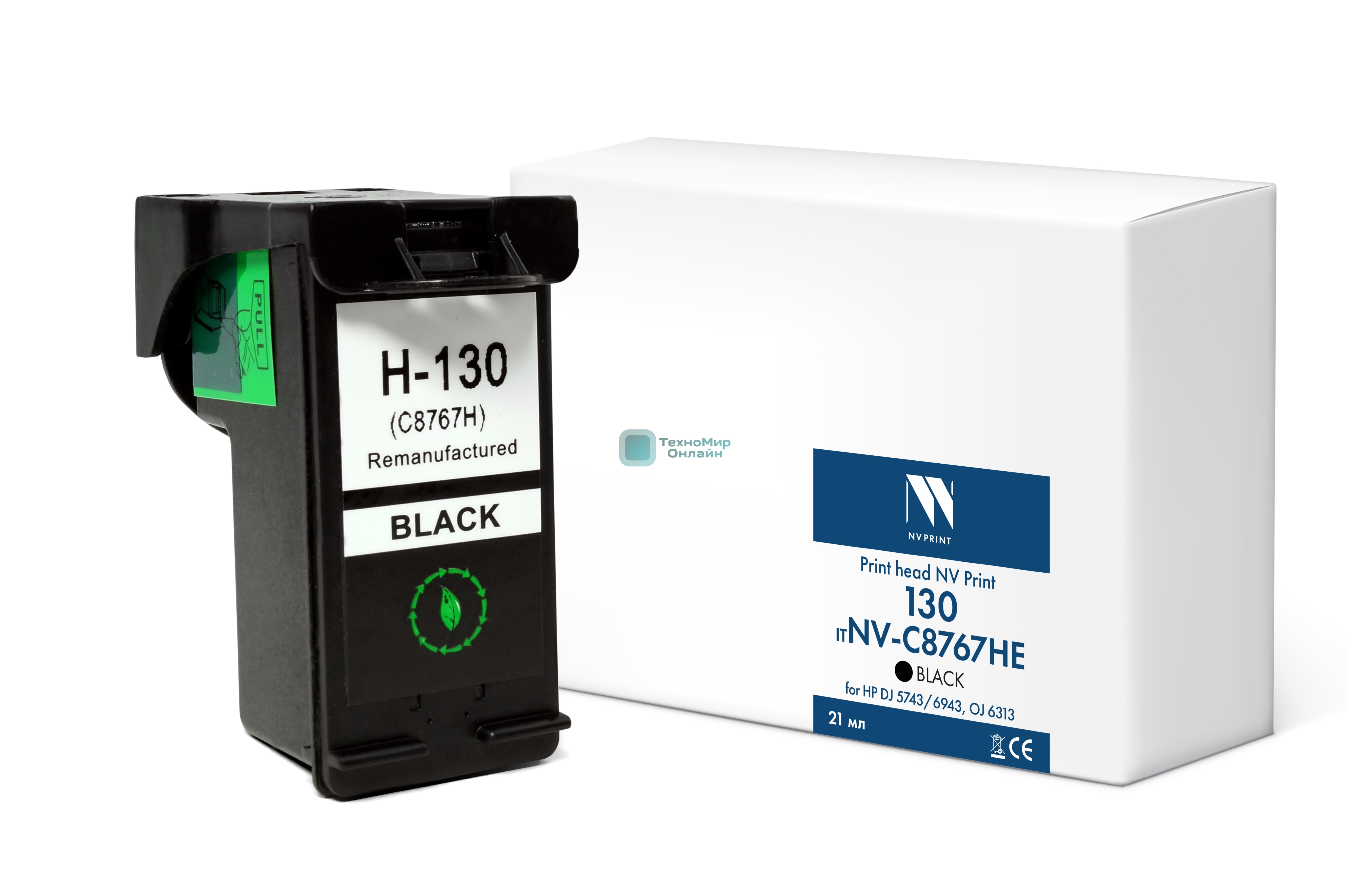 Картридж струйный NVPrint 130 (NV-C8767HE) Black для HP DJ 5743/6943, OJ 6313 (21мл) совместимый