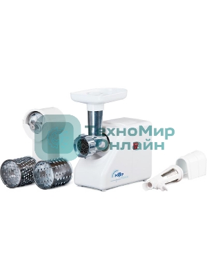 Мясорубка электрическая Ротор Макси ЭМШ 35/300-3 белый, 1500 Вт, 0.6 кг/мин, насадки - 4