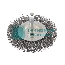 Щетка для дрели Сибртех 60 мм, плоская со шпилькой, витая проволока 0,3мм