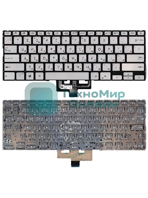 Клавиатура для ноутбука Asus ZenBook UX433FA серебристая с подсветкой