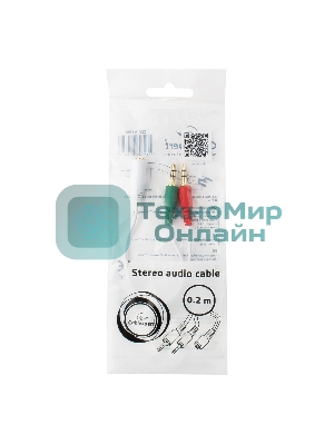 Кабель аудио сигнала Cablexpert, Jack3.5 нушники + 3.5 микрофон-> Jack3.5 4pin, длина 20 см, белый