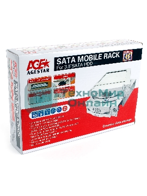 Сменный бокс для HDD AgeStar SR3P-SW-2F SATA пластик черный 3.5