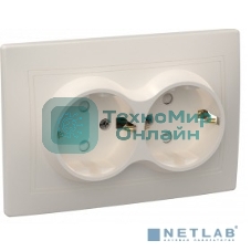 Розетка 2-м СП Кварта 16А РС12-3-ККм с заземл. IP20 крем. ИЭК ERK24-K33-16-DM