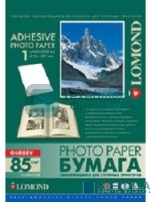 Самоклеящаяся фотобумага Lomond, глянцевая, A4, неделенная (210 x 297 мм), 85 г/м2, 25 листов.