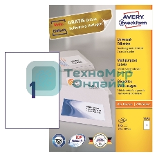 Этикетки Avery Zweckform 3478 A4 70x210мм 297шт на листе/70г/м2/100л./белый матовое самоклей. универсальная