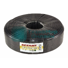 Кабель коаксиальный Rexant RG-6U+Cu, 75 Ом, Cu/Al/Cu, 64%, бухта 100 м, черный OUTDOOR