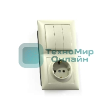 Блок Кунцево-Электро СП БКВР-413 Селена (3-кл. выкл. + розетка с заземл.) сл. кость