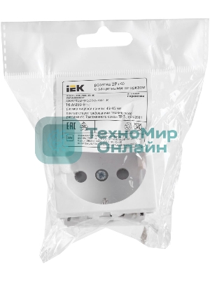 Розетка IEK (CKK-40D-RSZB2-K01-K) РКС-20-30-П-К Розетка с з/к 2к (на 2 модуля) ПРАЙМЕР белая