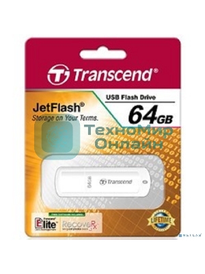 Флешка USB Transcend JetFlash 370 (TS64GJF370), 64Gb, USB 2.0, R/W 25/10, белый