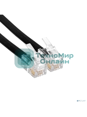 Патч-корд телефонный ExeGate TC4P4C-4M (шнур для телефонной трубки, витой, RJ-10 (4P-4C), 4м, черный)